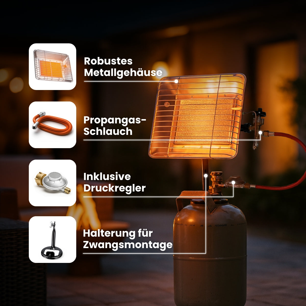 Gasheizstrahler Eco mit Piezo