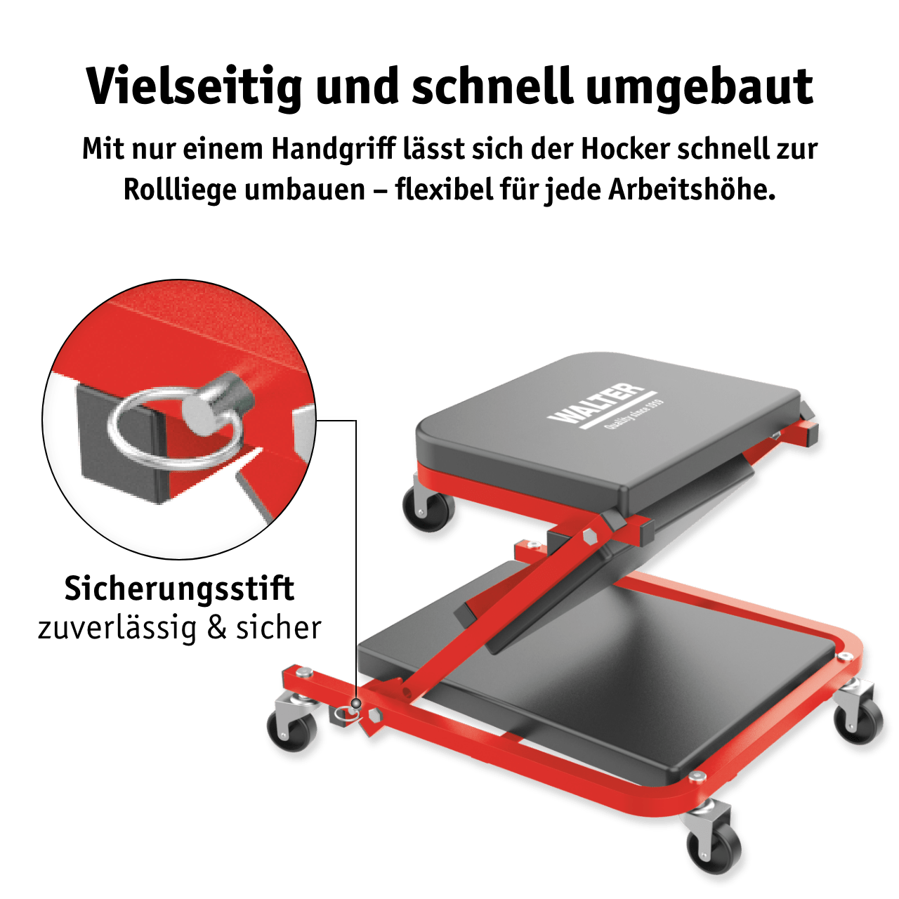WALTER Montage-Rollbrett und Werkstatthocker 2-in-1