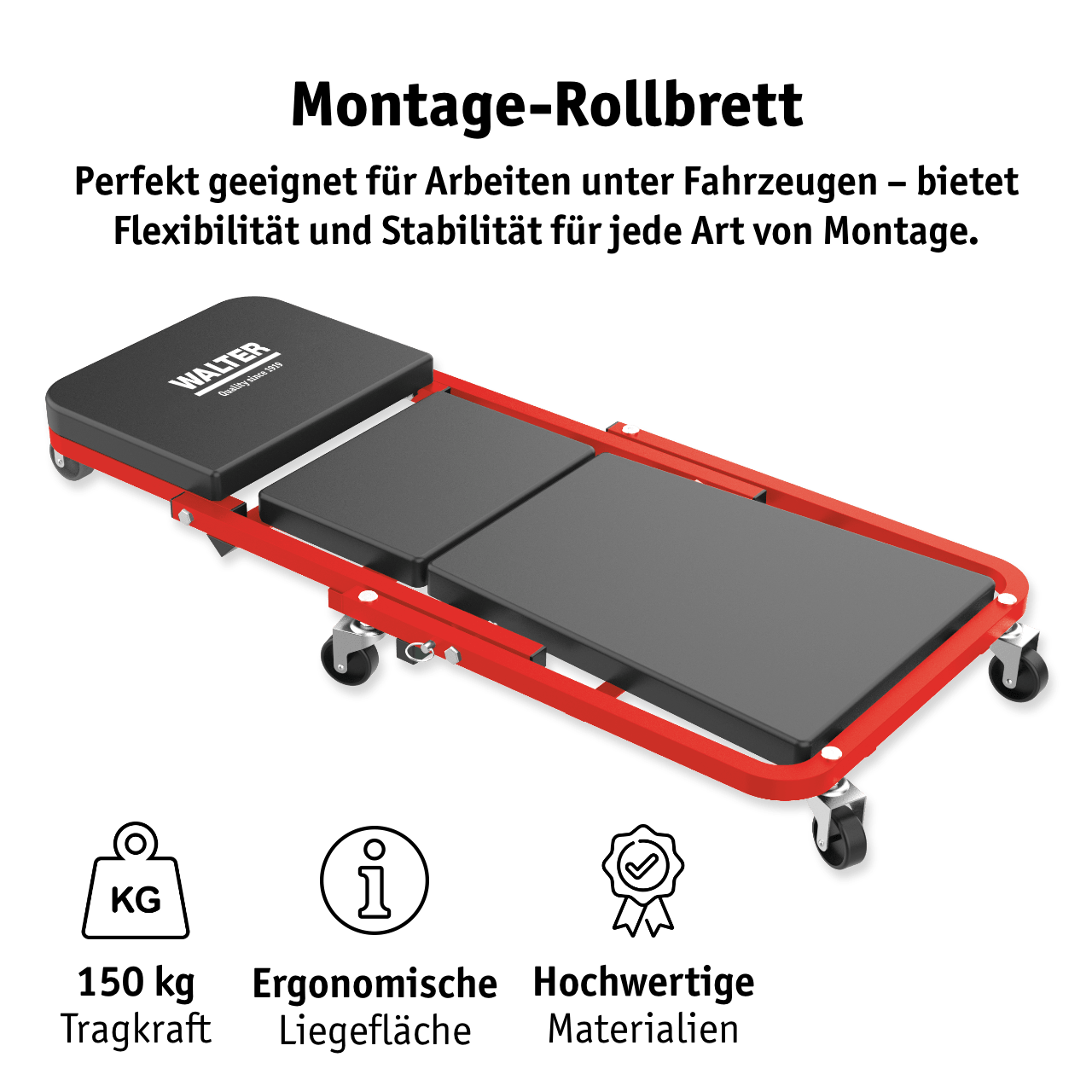 WALTER Montage-Rollbrett und Werkstatthocker 2-in-1