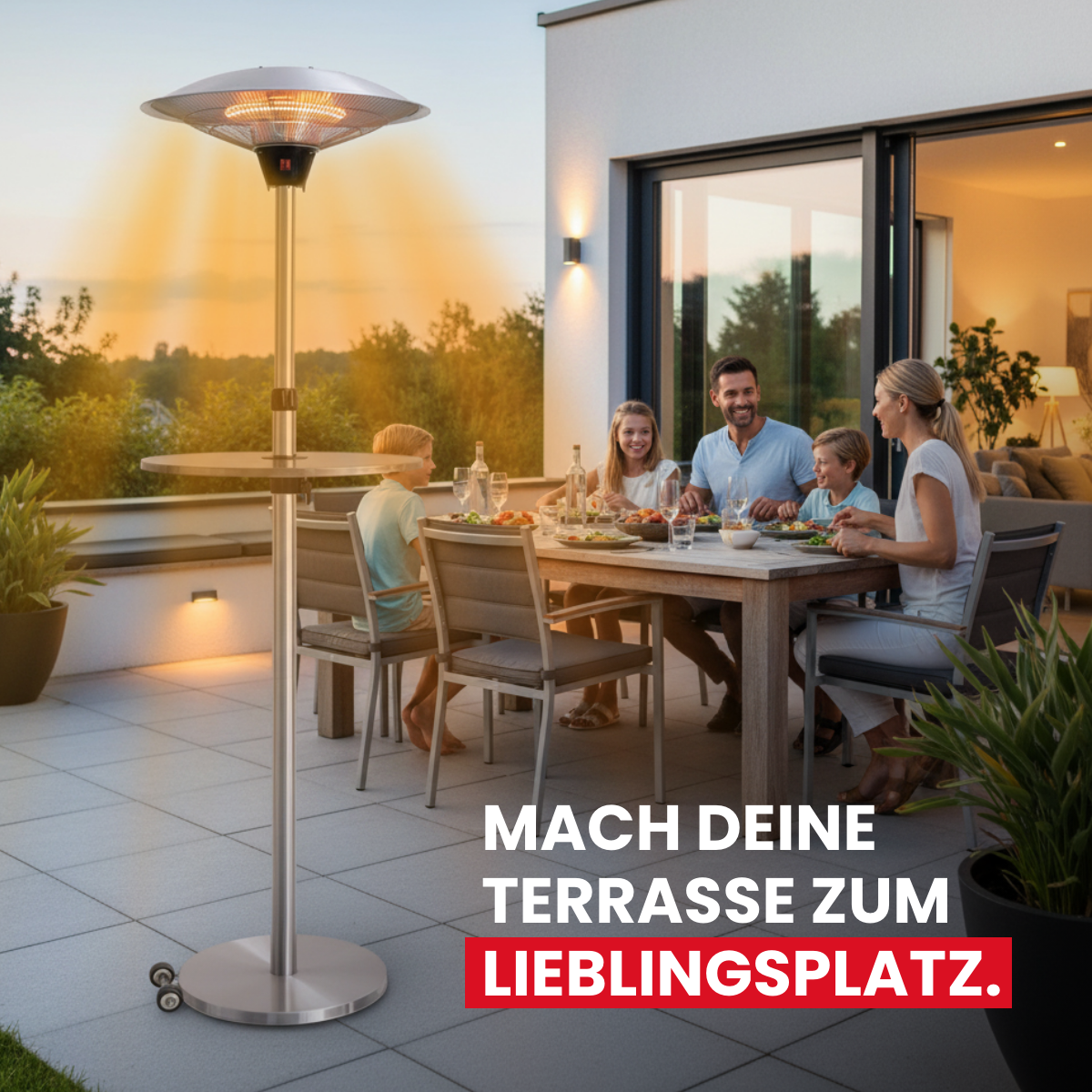 Halogen Terrassenstrahler mit Rädern