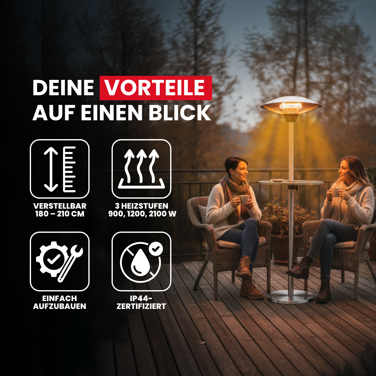 Halogen Terrassenstrahler mit Rädern