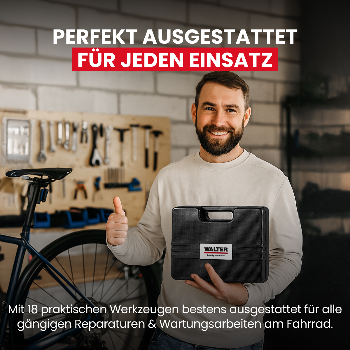 Fahrrad-Werkzeugkoffer 18-tlg.