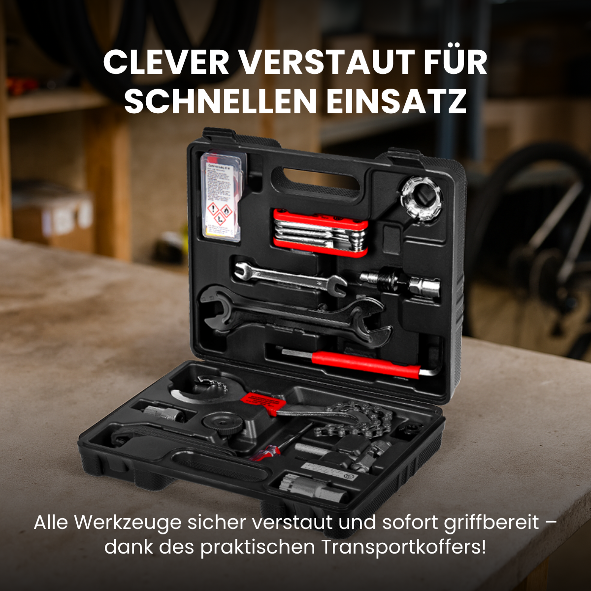 Fahrrad-Werkzeugkoffer 18-tlg.