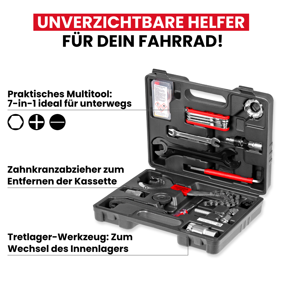 Fahrrad-Werkzeugkoffer 18-tlg.