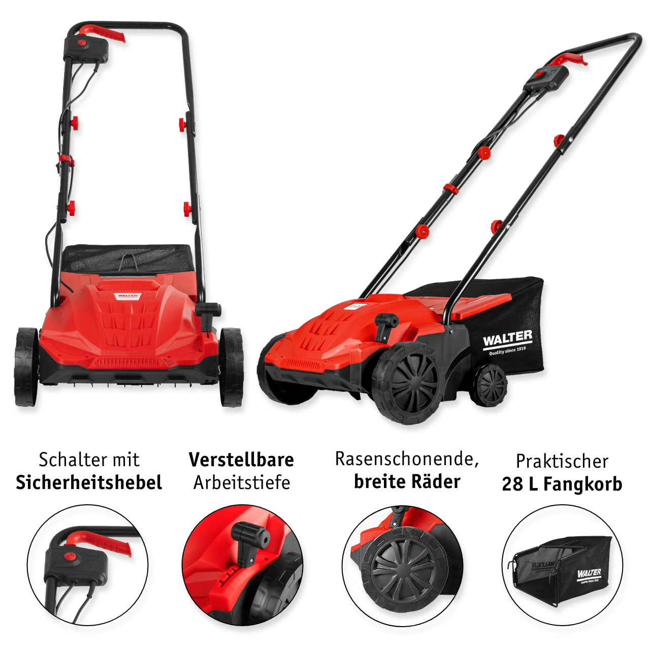 WALTER Elektro - Vertikutierer und Rasenlüfter 1500 W