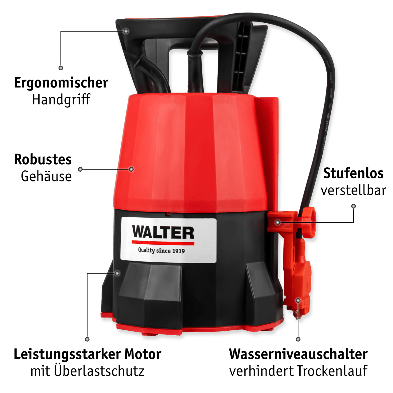 WALTER Klarwasser Tauchpumpe "extra flach" 400 W