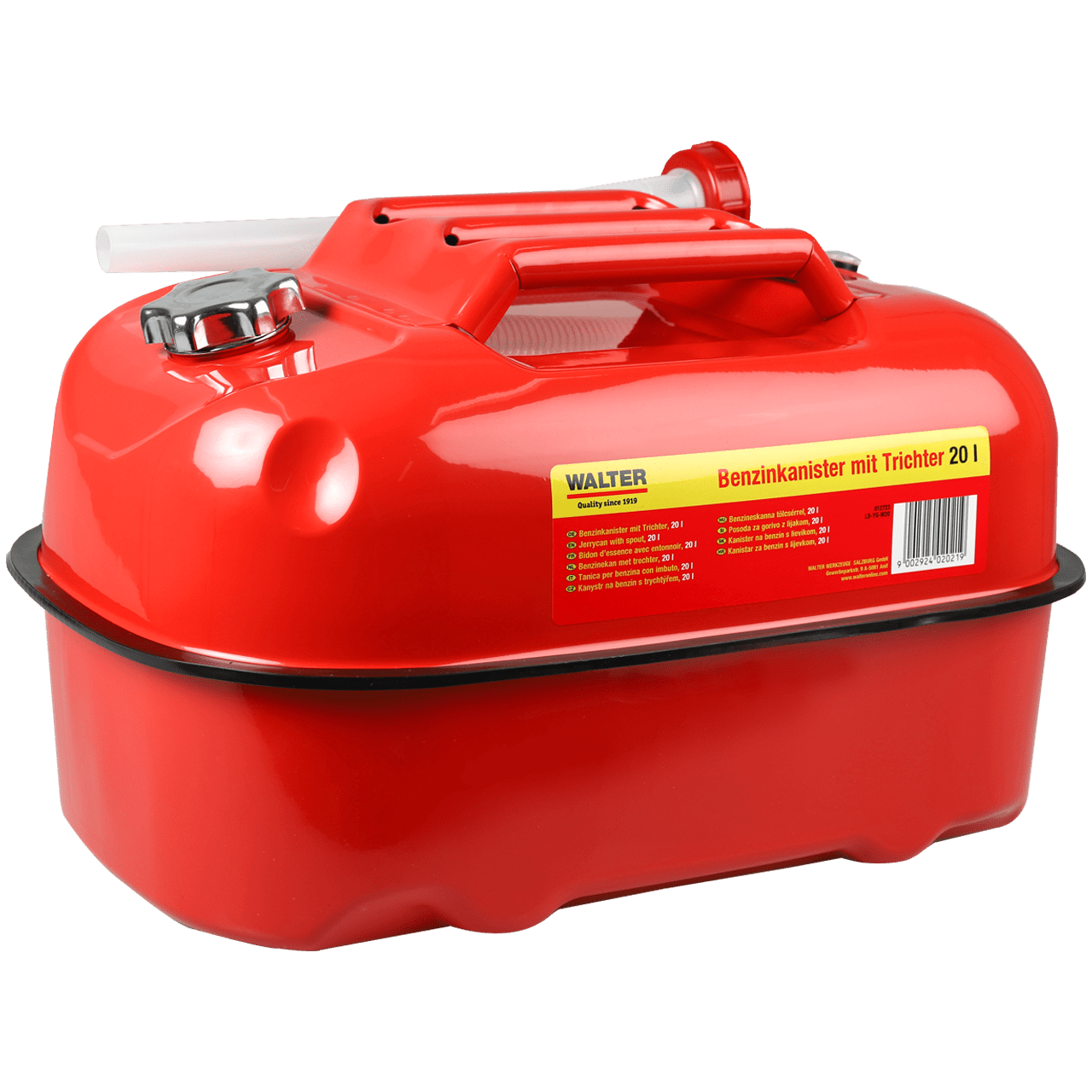 WALTER 20 L Horizontaler Benzinkanister mit Trichter