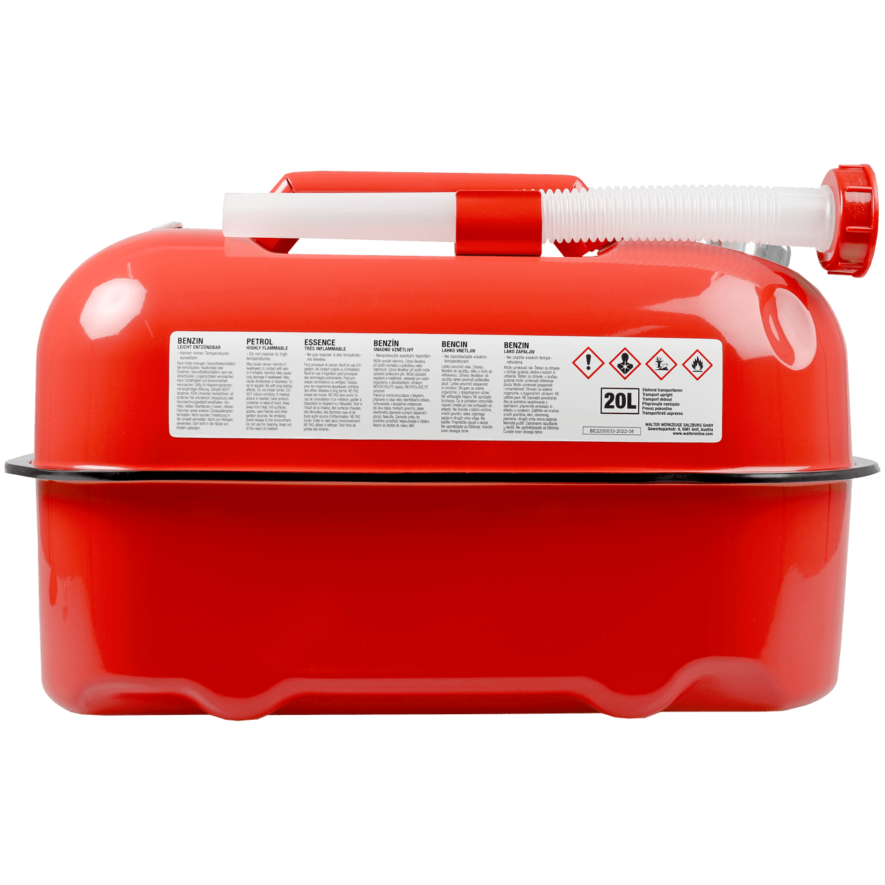 WALTER 20 L Horizontaler Benzinkanister mit Trichter