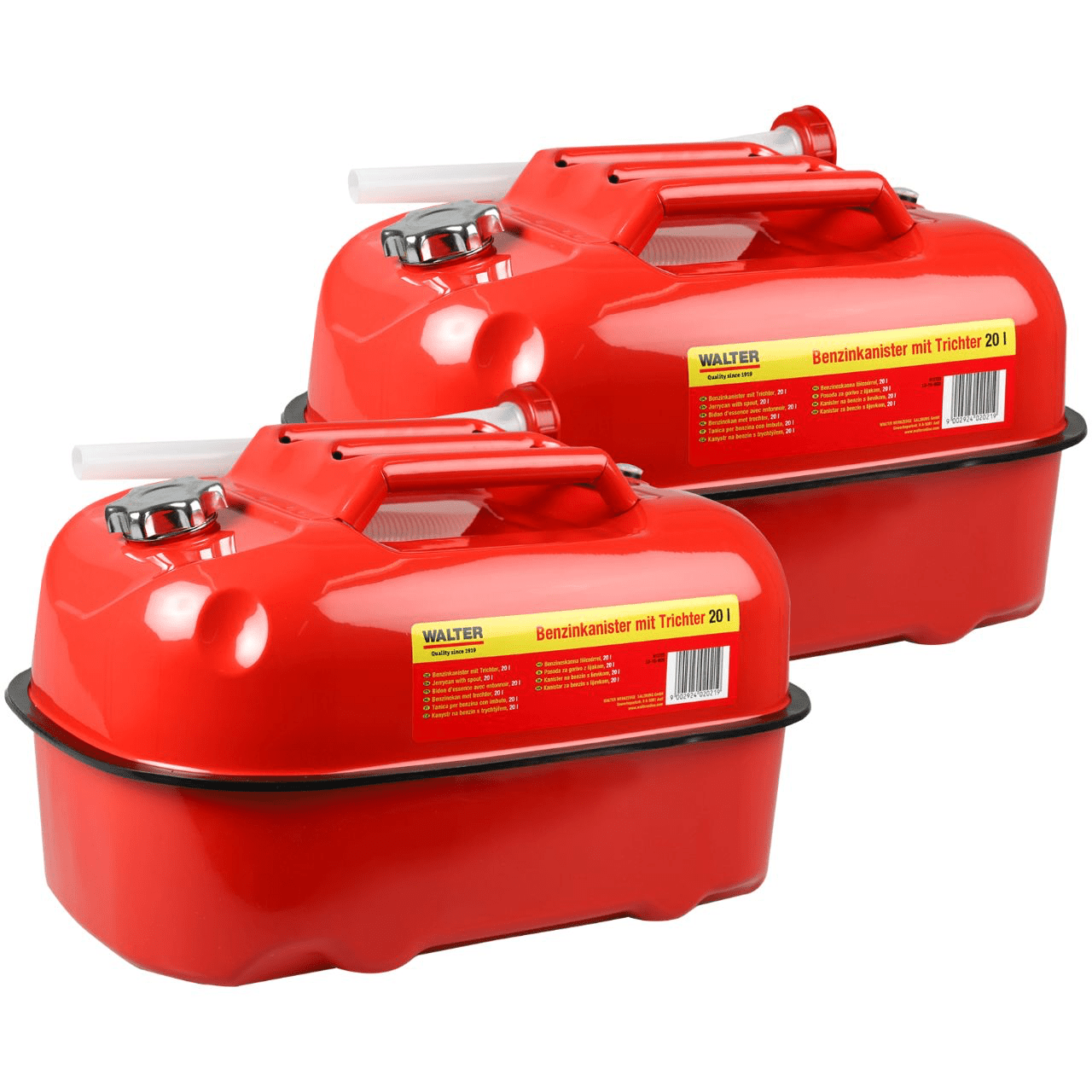 WALTER 2-tlg. Set 20 L Horizontaler Benzinkanister