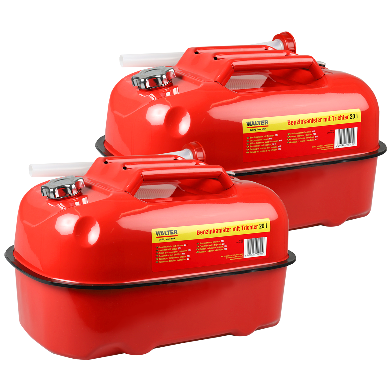 Horizontaler Benzinkanister mit Trichter Set 20 L 2-tlg.