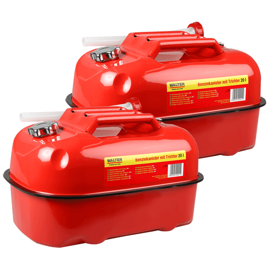WALTER Horizontaler Benzinkanister mit Trichter Set 20 L 2 - tlg.