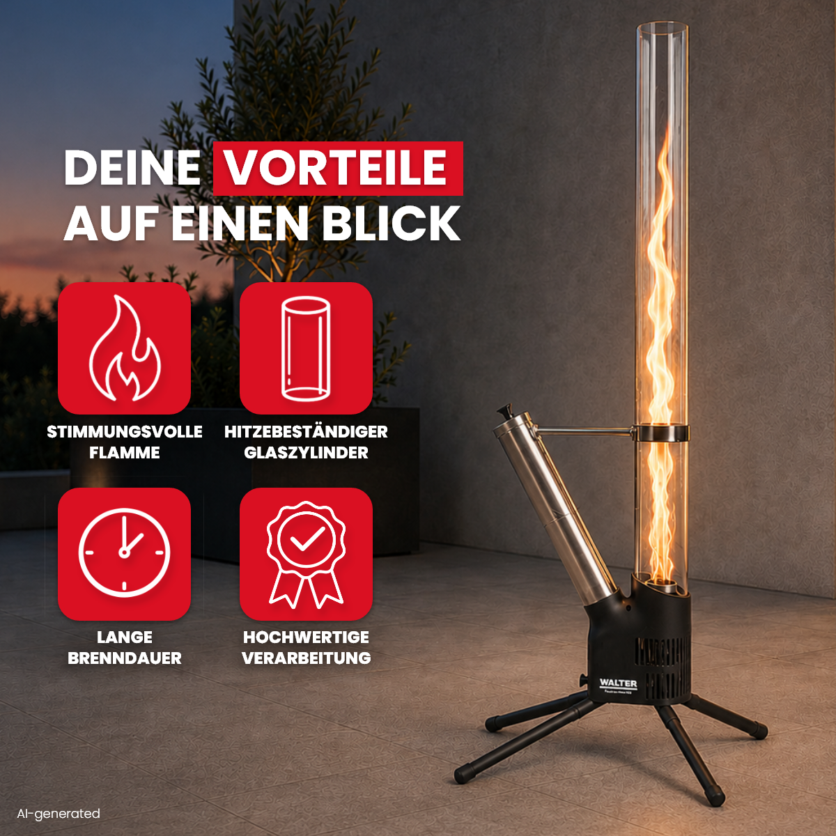 Feuerrohr mit Asche-Schublade
