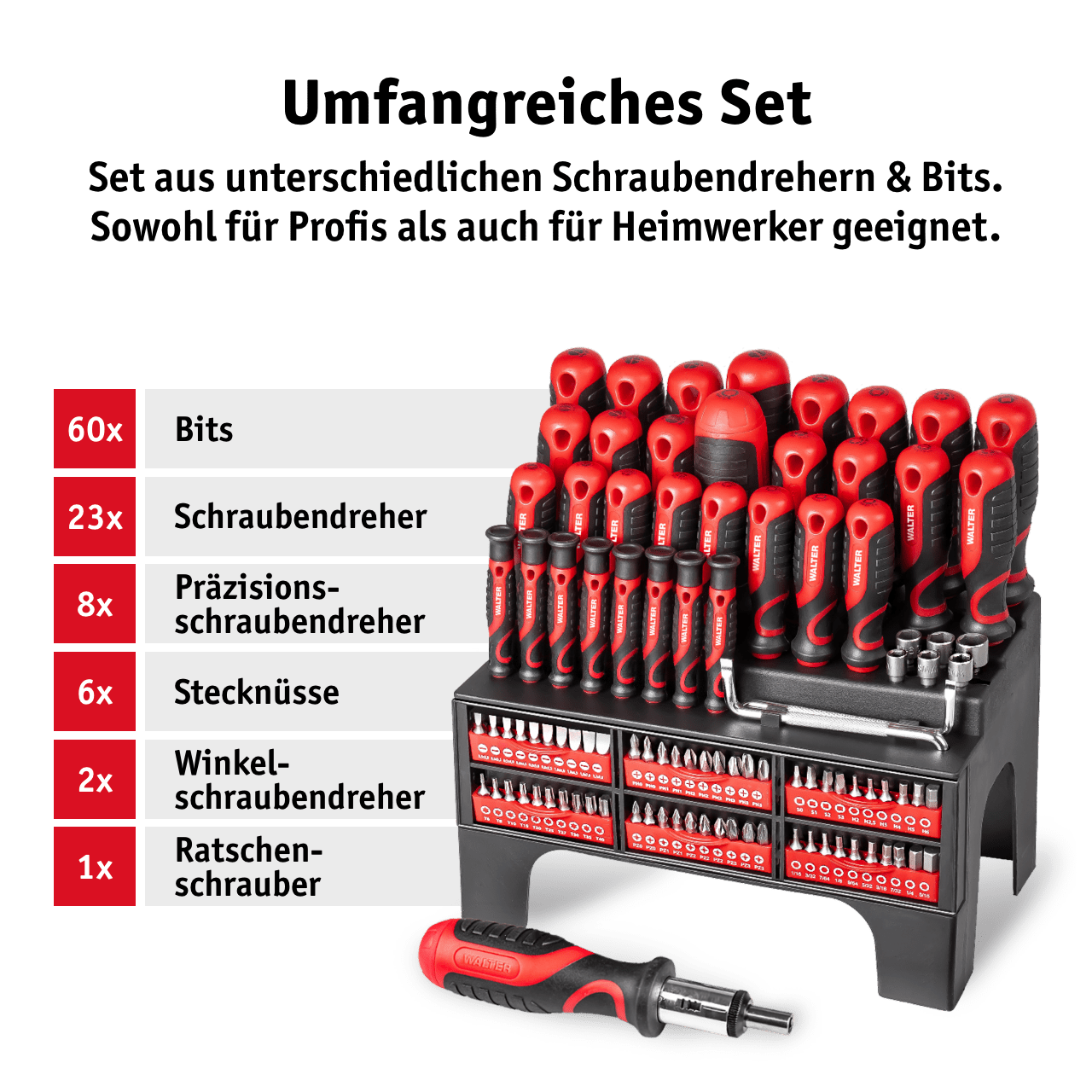 WALTER Schraubendreher- und Bit-Set 100-tlg.