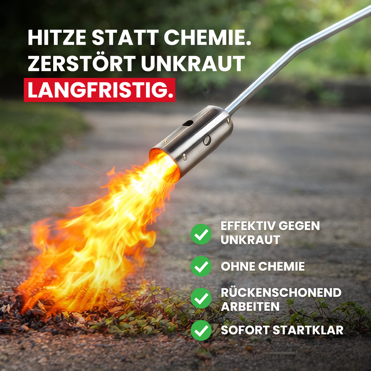 Unkrautbrenner inkl. 4x Butan Gaskartuschen