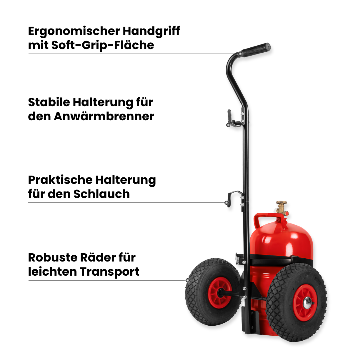 Anwärmbrenner inkl. Gasflaschen-Wagen, 5m Schlauch und Regler