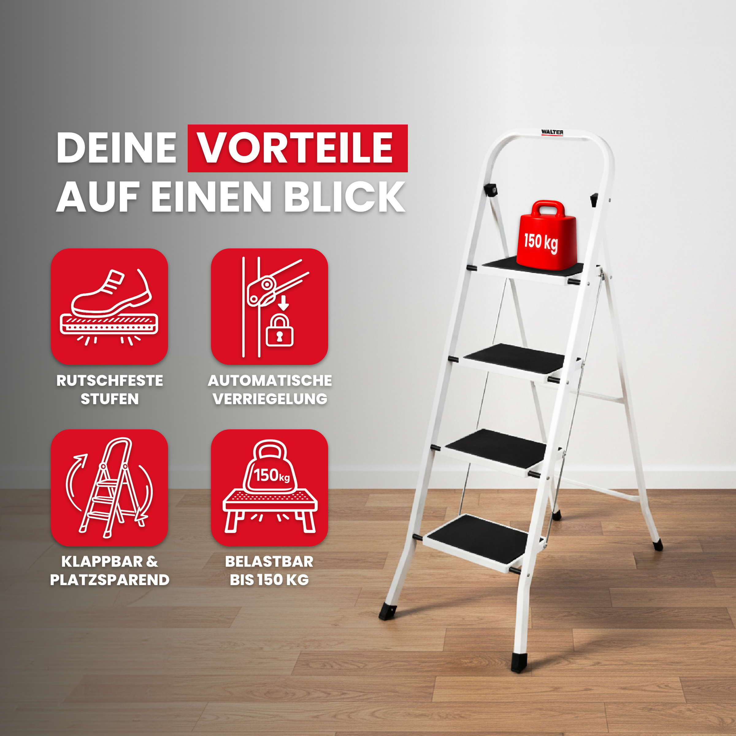 4-Stufen Leitertritt, klappbar