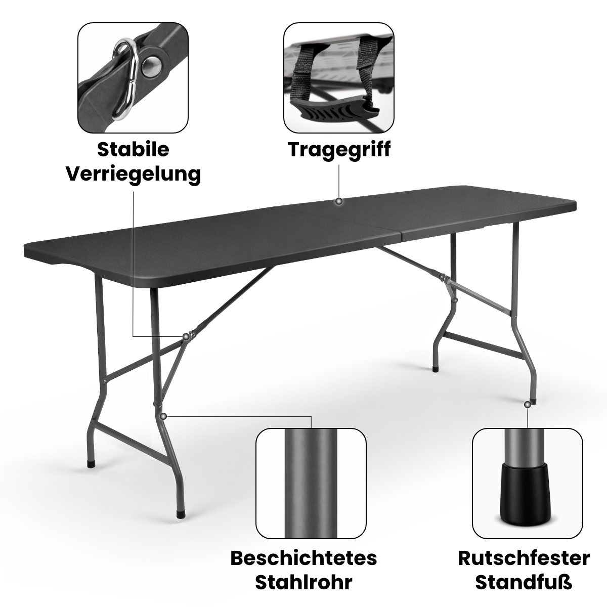 Folding table made of plastic