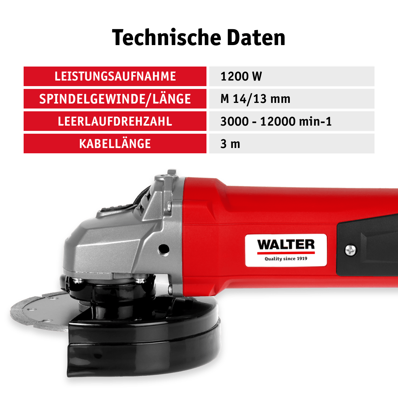 WALTER Winkelschleifer 1200 W