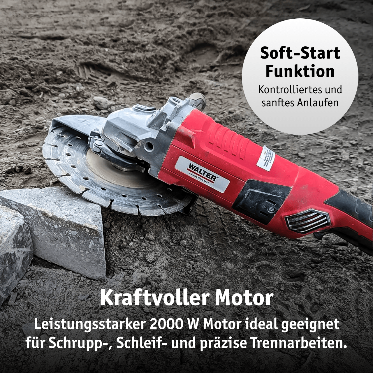 WALTER Winkelschleifer 230 mm 2000 W