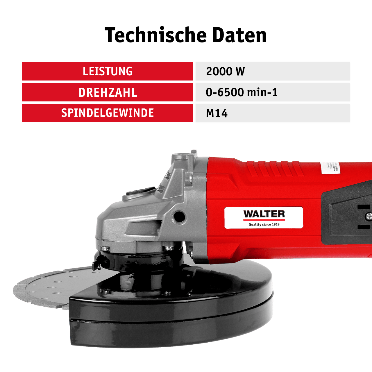 WALTER Winkelschleifer 230 mm 2000 W