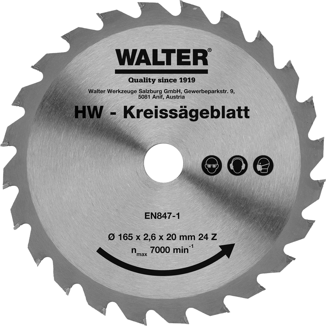 Carbide saw blade 165 mm / 24 Z