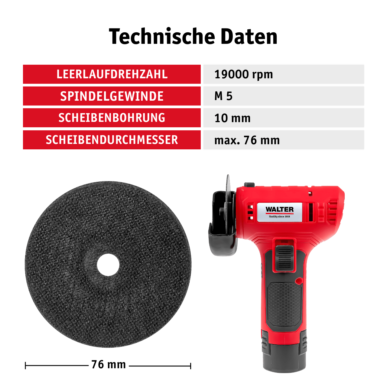 WALTER 12V Winkelschleifer mit 2 Akkus