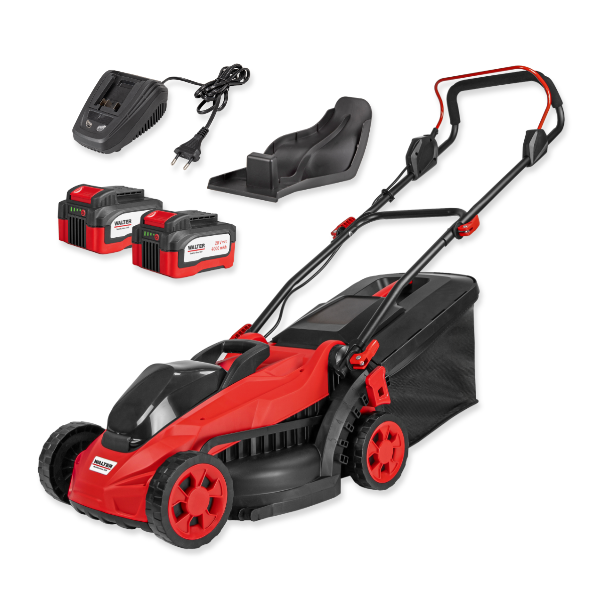 Akku-Rasenmäher mit Mulchfunktion und 2x Akku