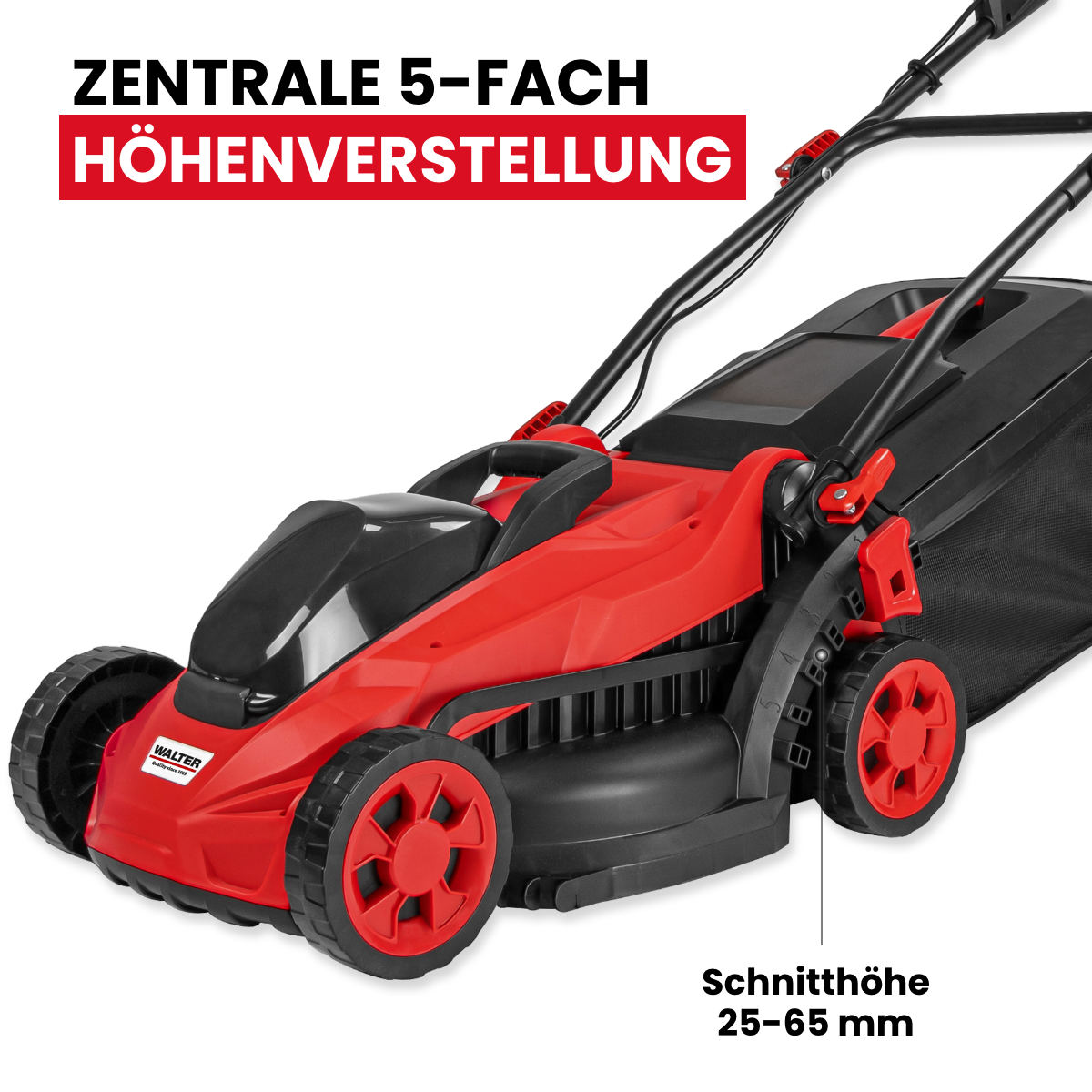 Battery-powered lawnmower with mulching function and 2 batteries