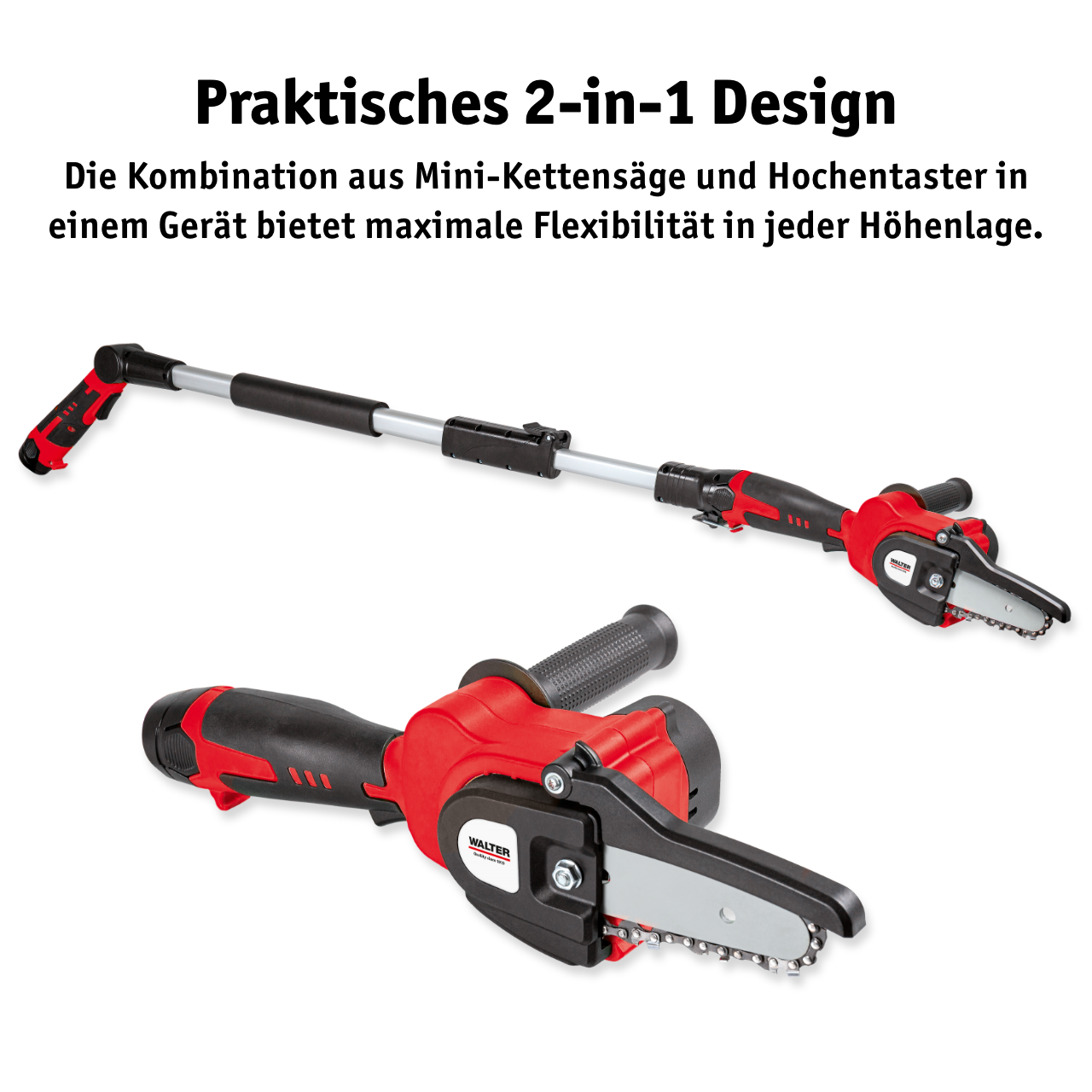 Li-Ion-Akku Hochentaster Kettensäge 12 V mit 2 Akkus