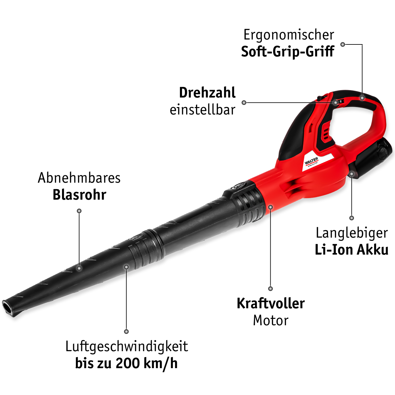 Walter Li-Ion cordless leaf blower 12 V