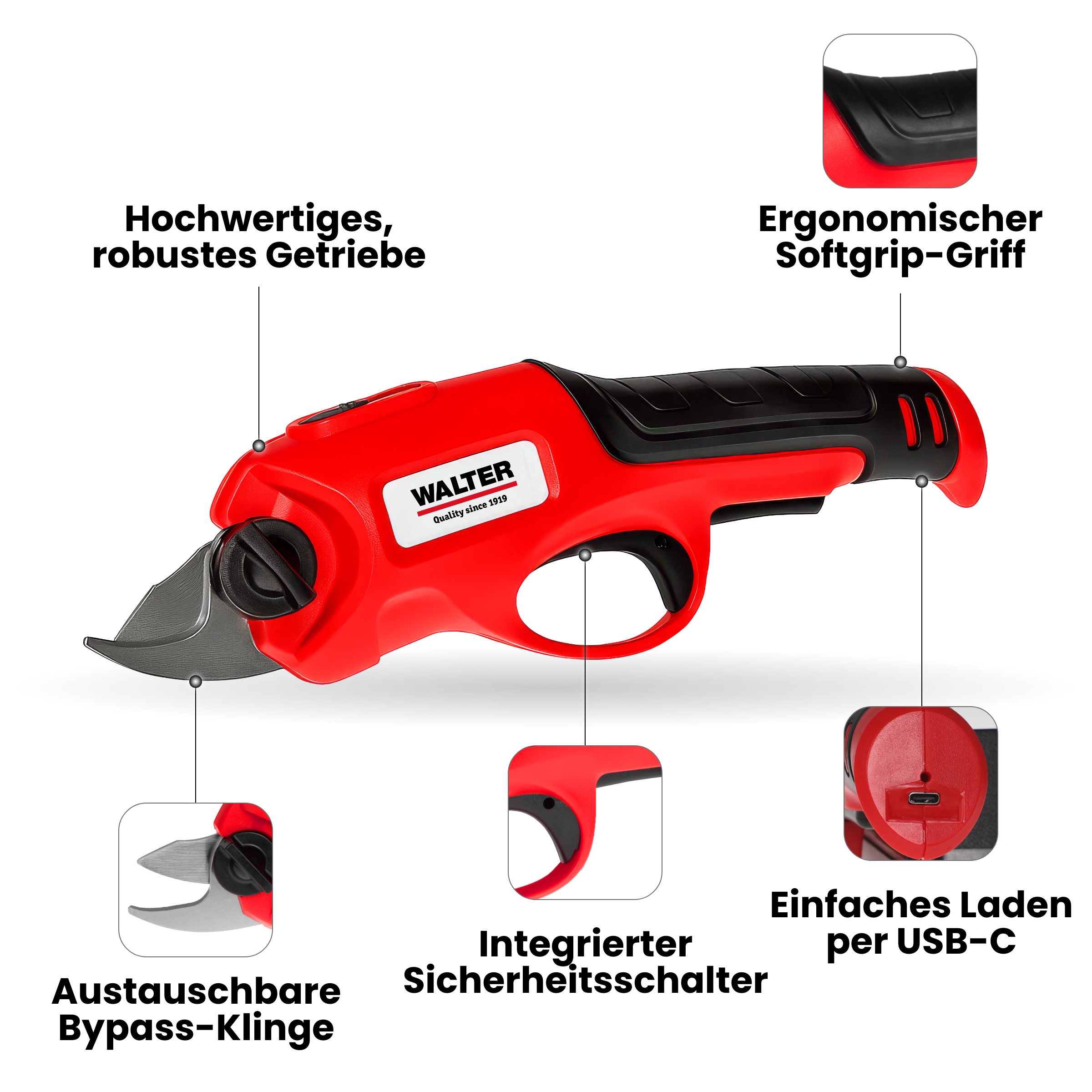 Li-Ion battery-powered pruning shears 4V