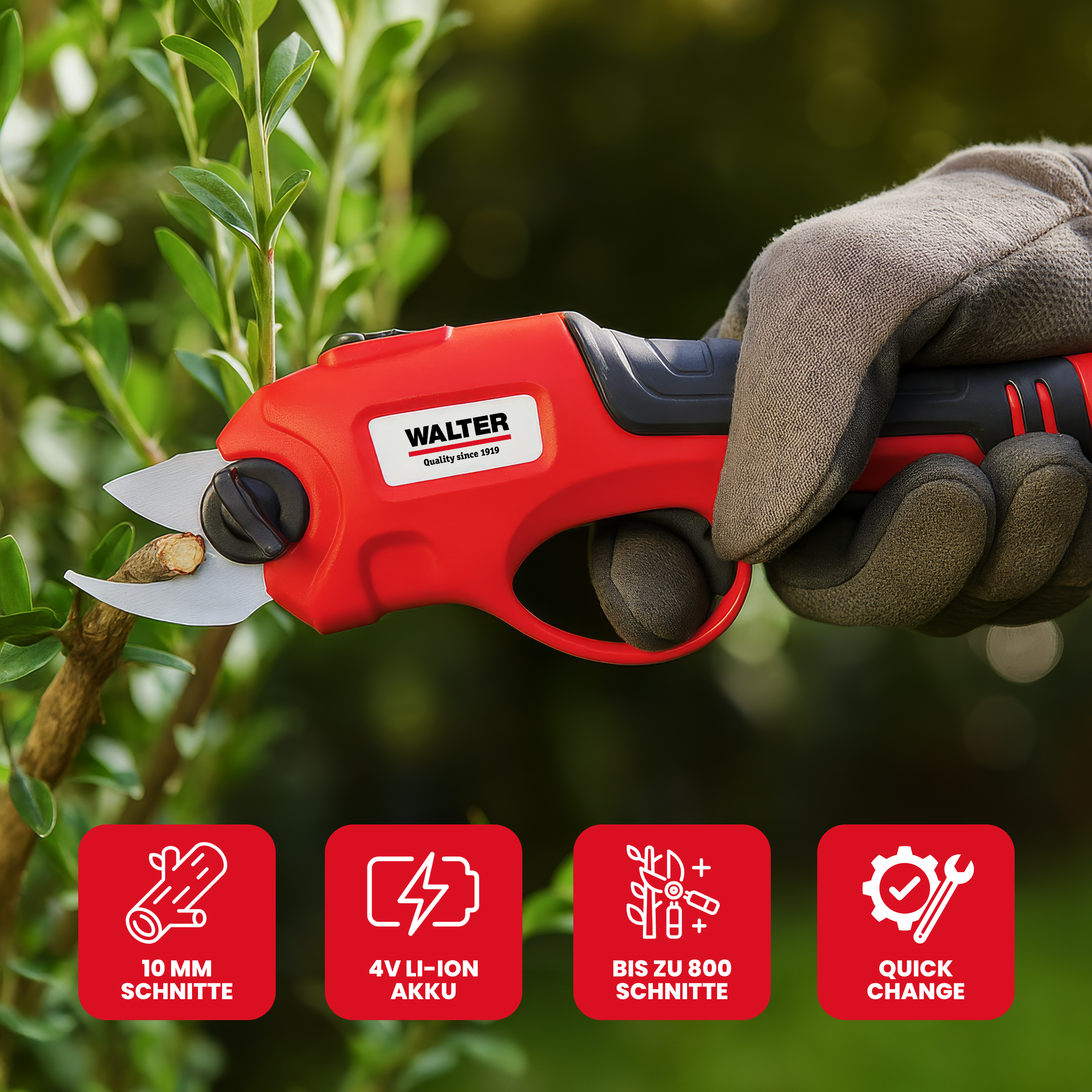 Li-Ion battery-powered pruning shears 4V