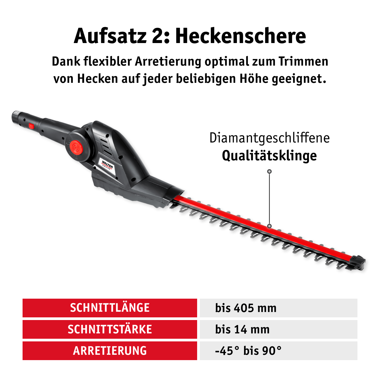 WALTER Akku-Hochentaster Heckenschere 20 V