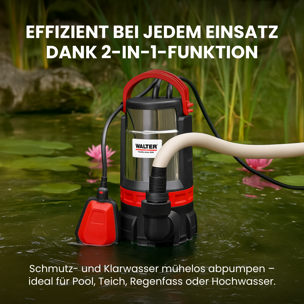 Schmutz- und Klarwasserpumpe 750 W 2-in-1