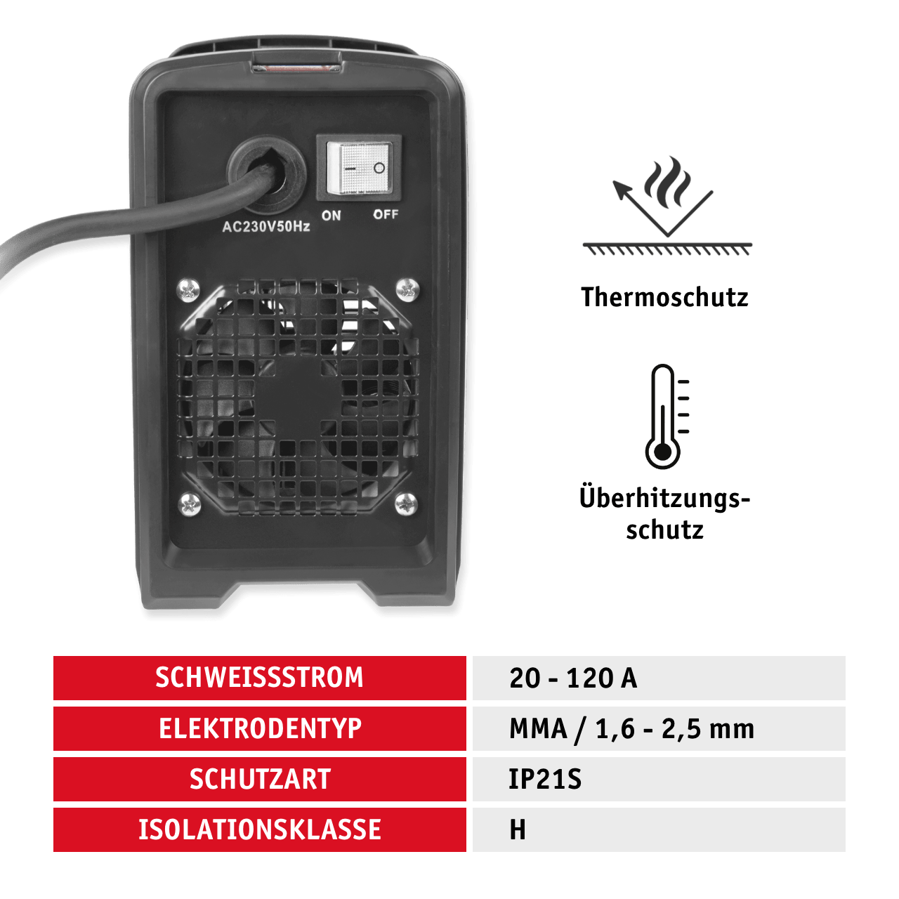 WALTER Tragbares Inverter - Schweißgerät 120 A