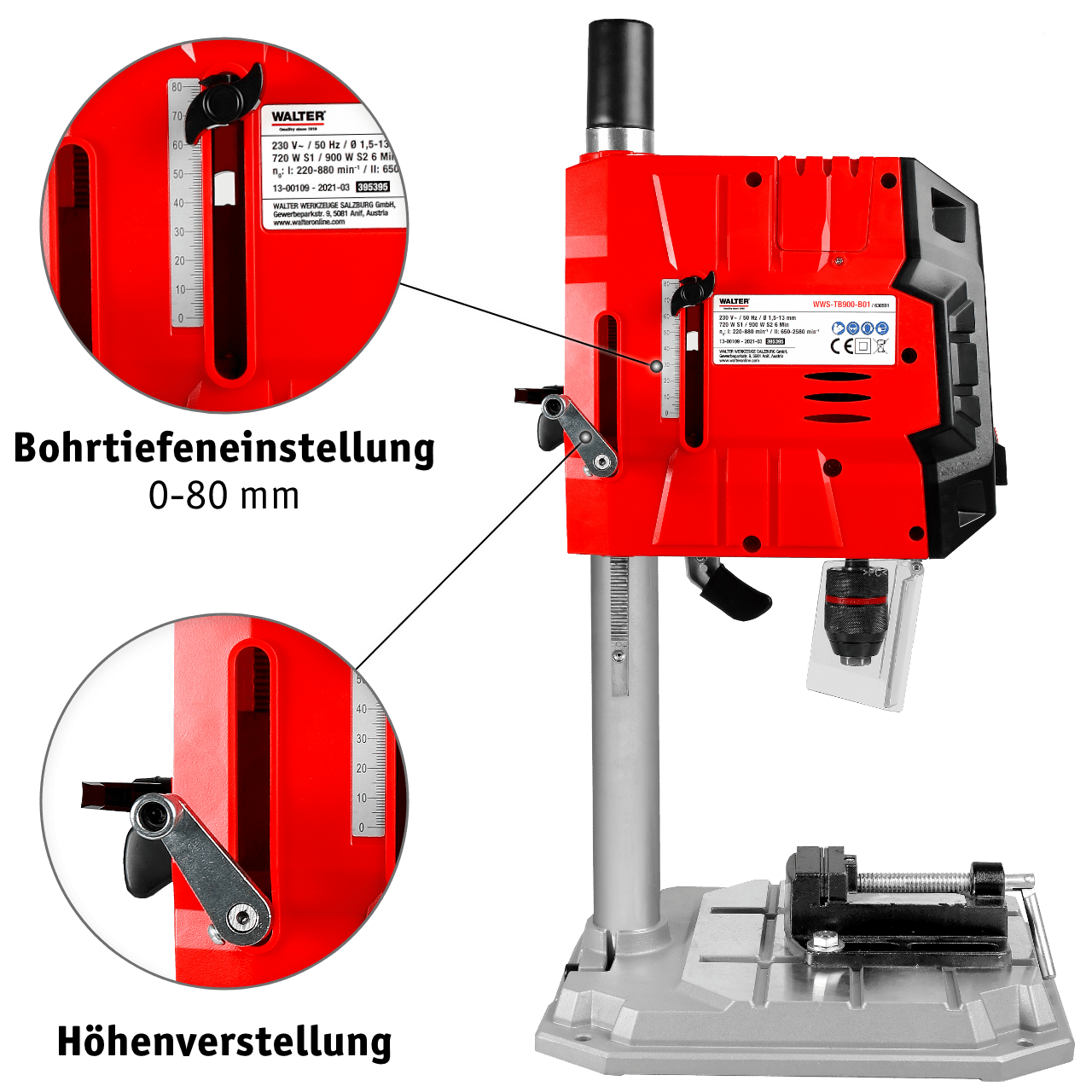 WALTER Tischbohrmaschine 900 W