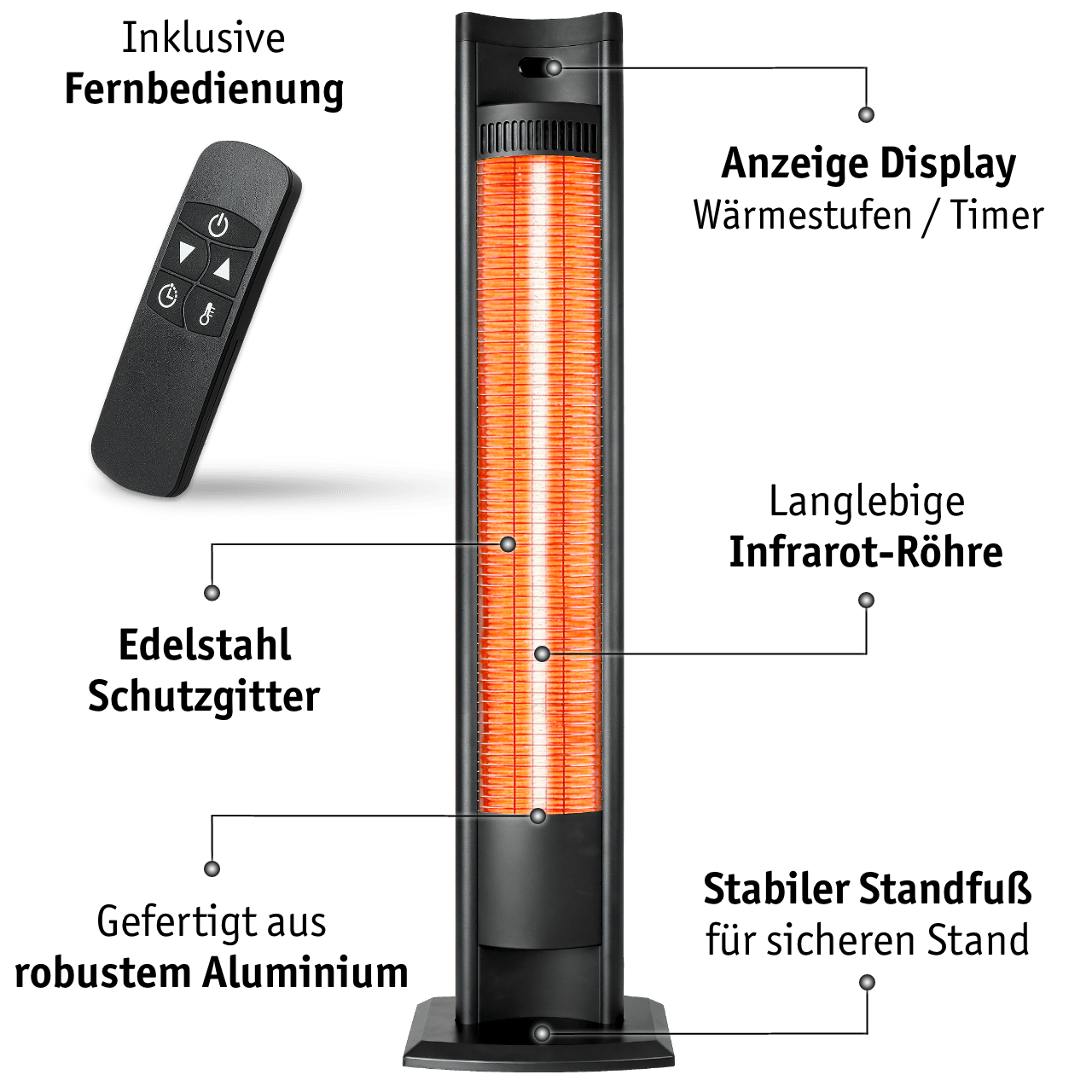 WALTER Infrarot Standheizstrahler 2000 W