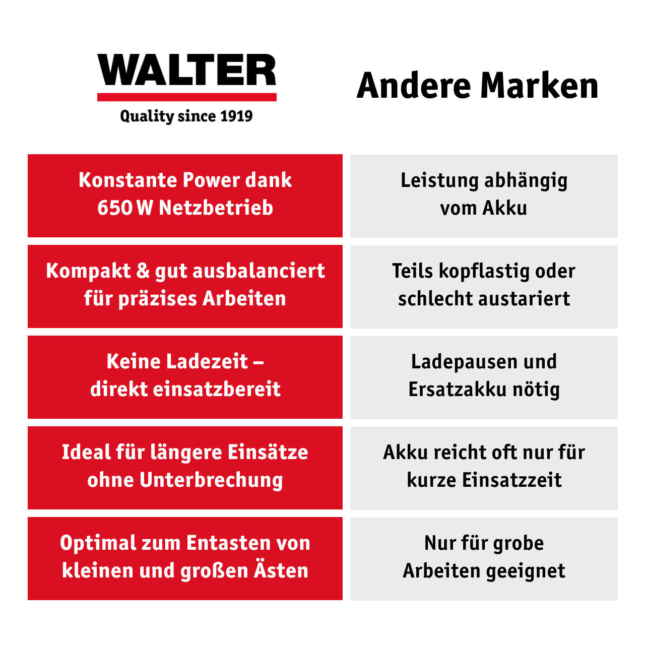 WALTER Elektro - Kettensäge 650 W