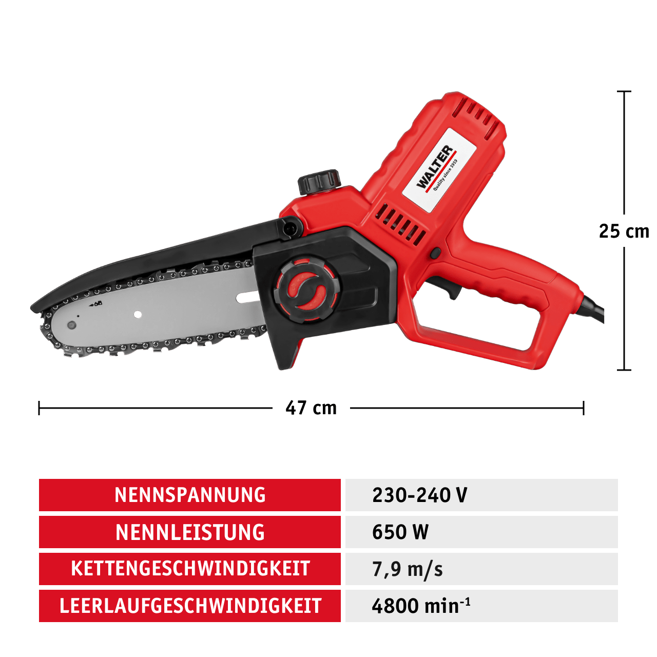 WALTER Elektro - Kettensäge 650 W