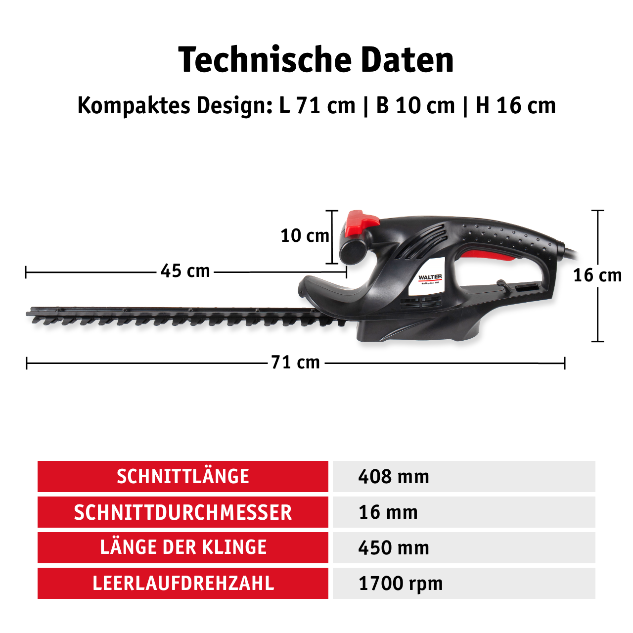 Electric hedge trimmer 450 W