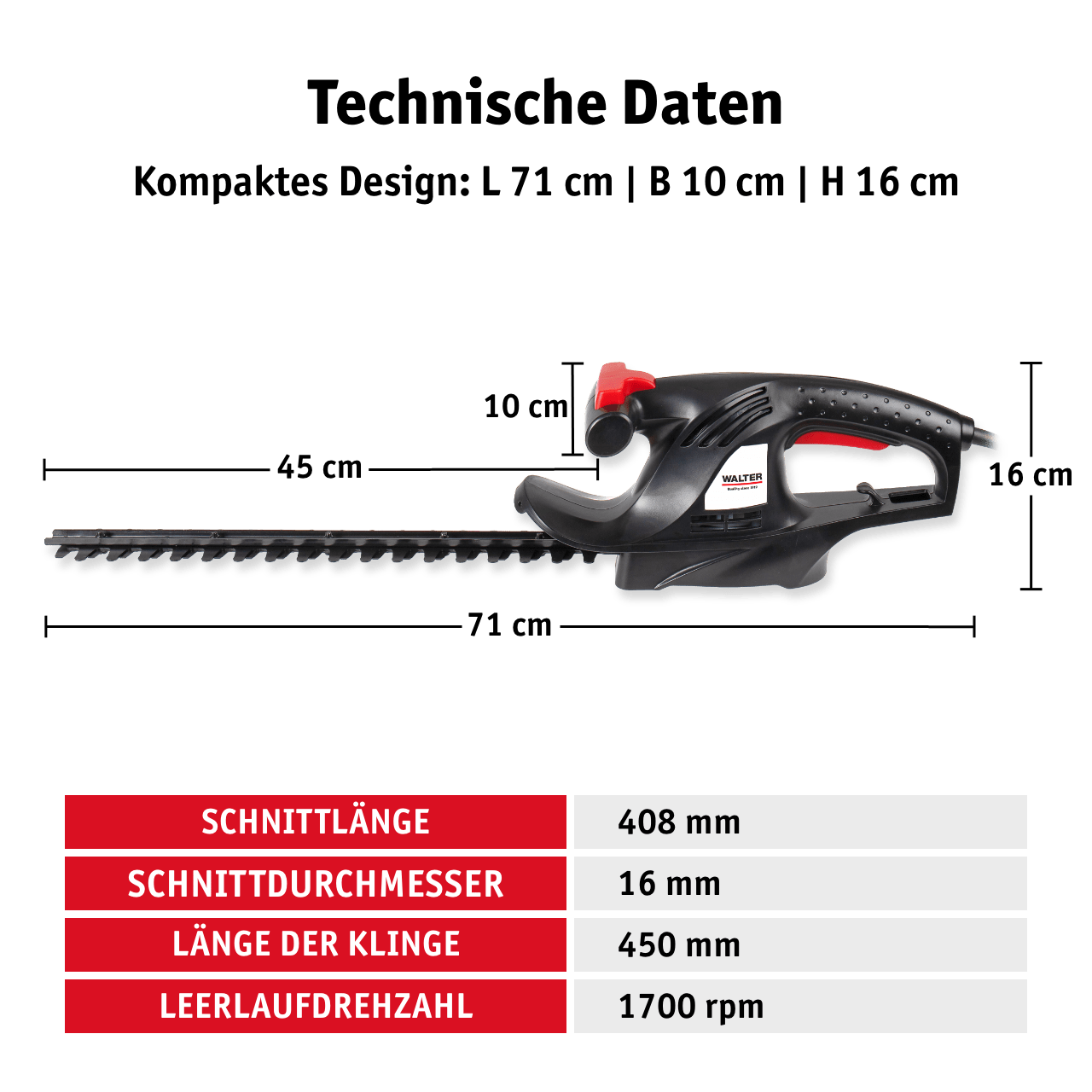WALTER Elektro - Heckenschere 450 W