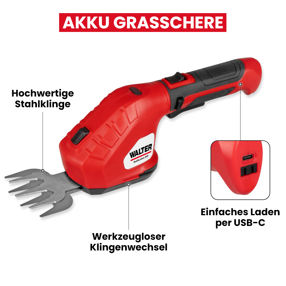 Akku-Gras- und Heckenschere