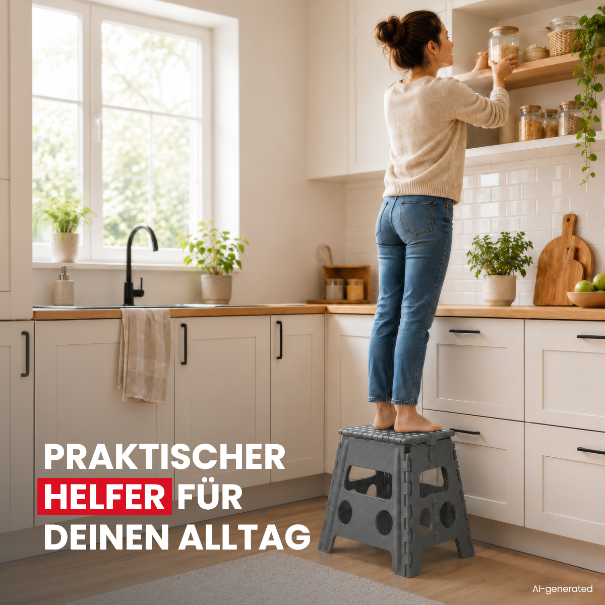 Klappbarer Tritthocker grau