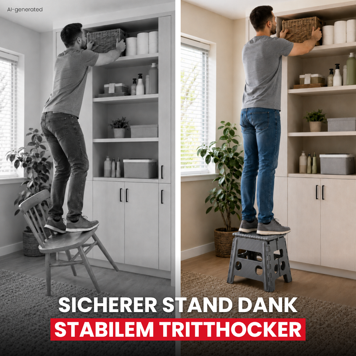 Klappbarer Tritthocker grau