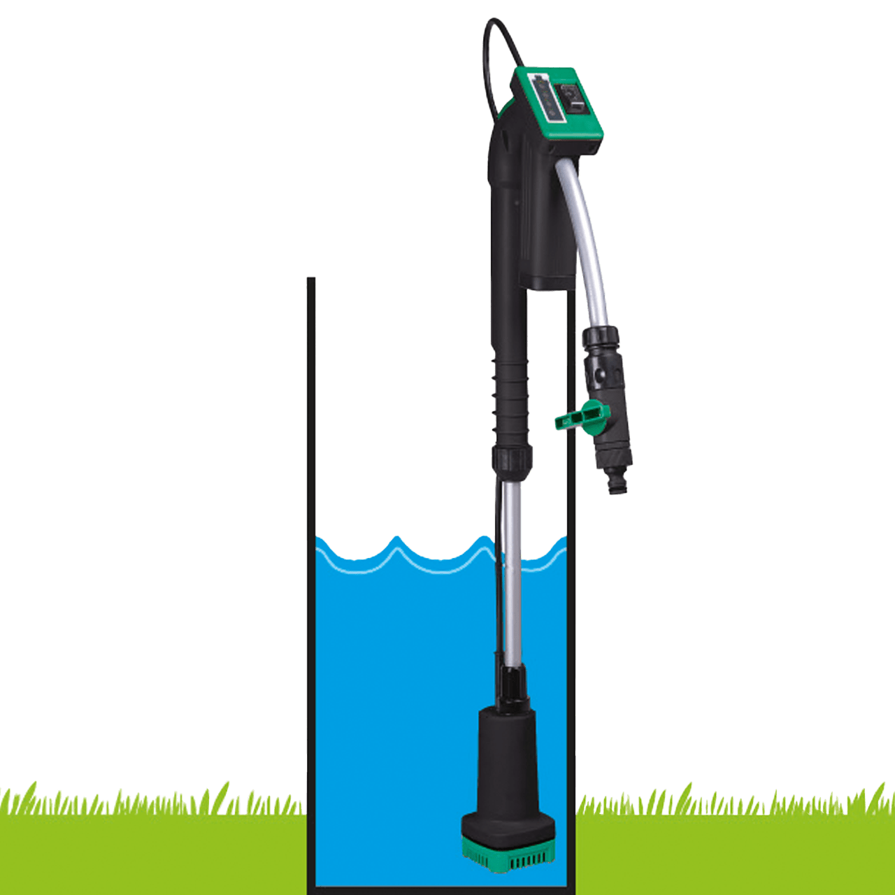 Multibrand Repacked Li - Ion Akku - Regenfasspumpe 12 V + 2 Akkus