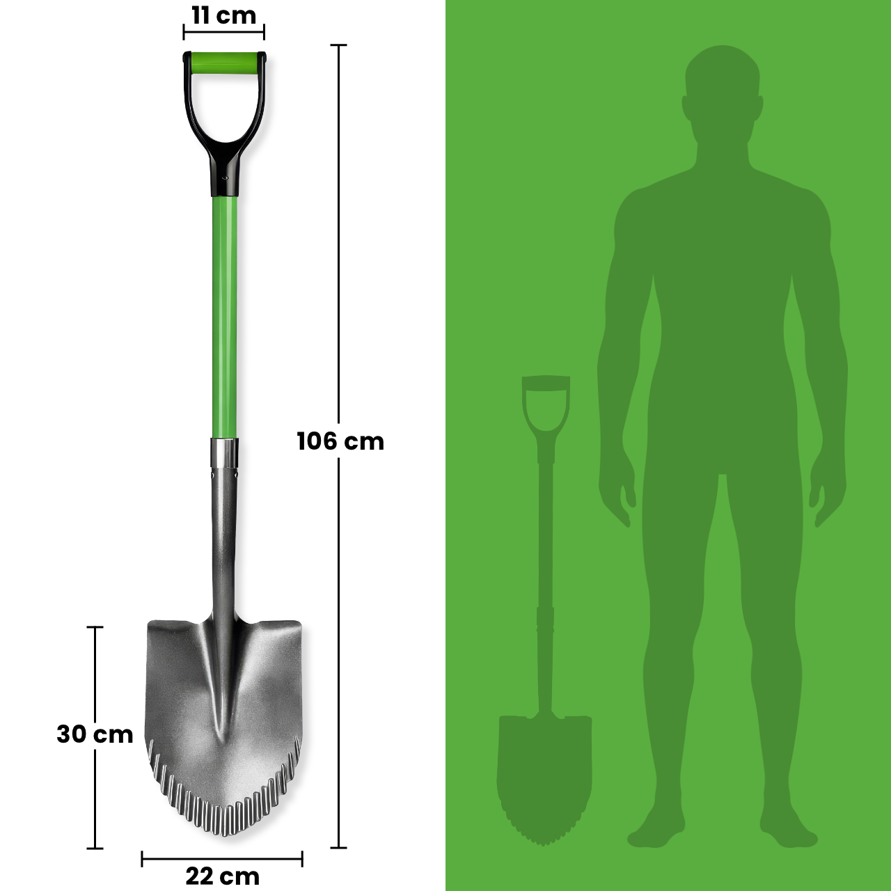 Combination spade made of carbon steel