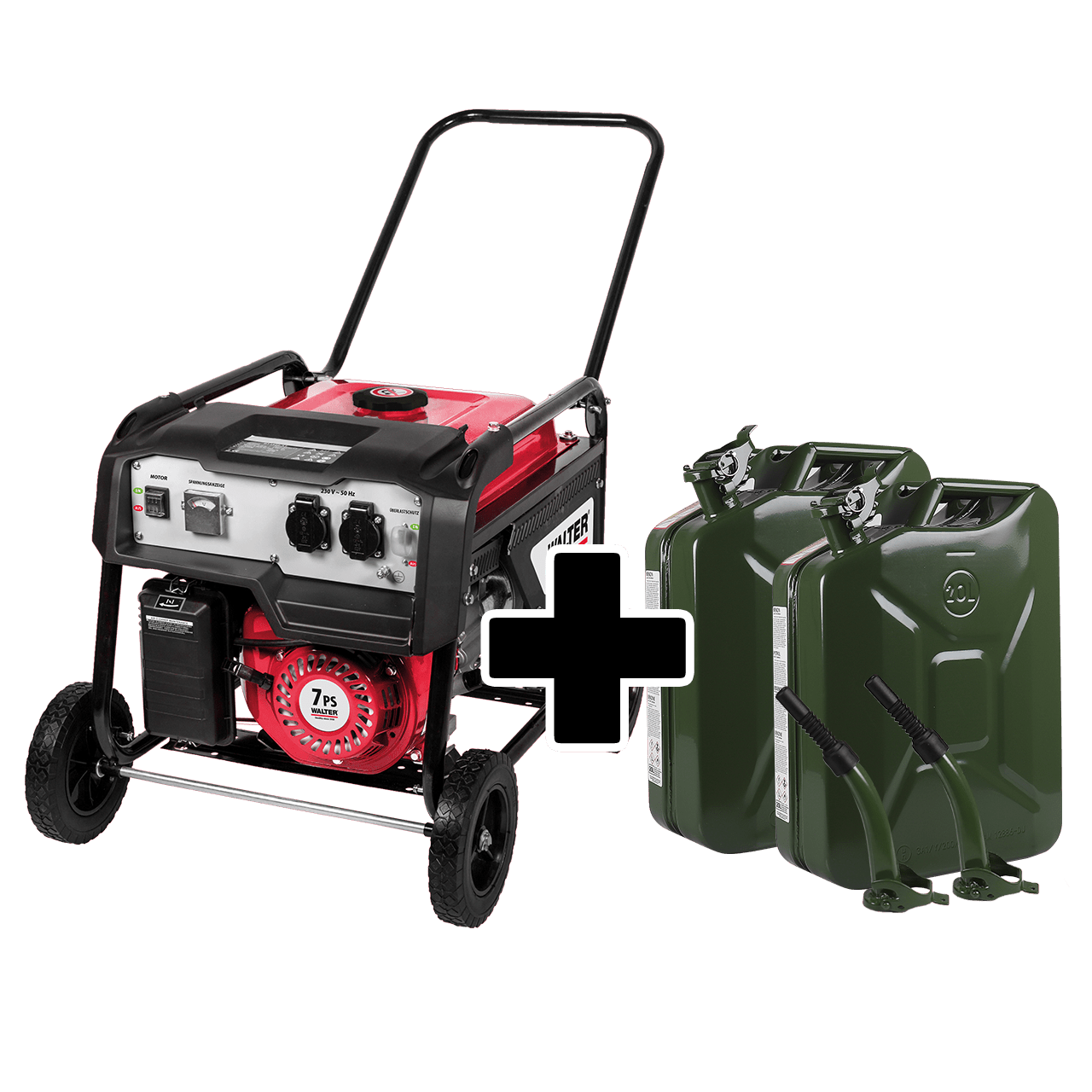 WALTER Stromerzeuger 2600 W mit Benzinkanister 20 L Set 2 - tlg.