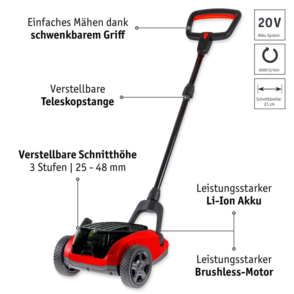 Handrasenmäher 20 V kaufen! Effiziente Rasenpflege für