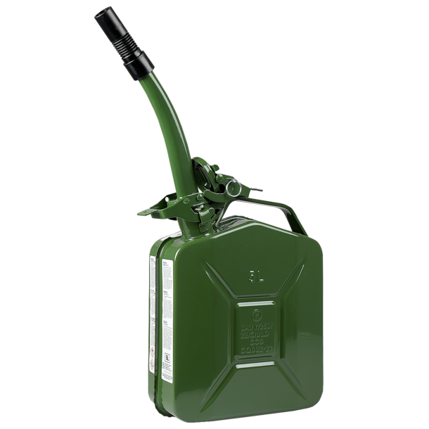 Benzinkanister 5L metall grün mit magnetischem Schraubverschluss UN- &  TüV/GS-geprüft –