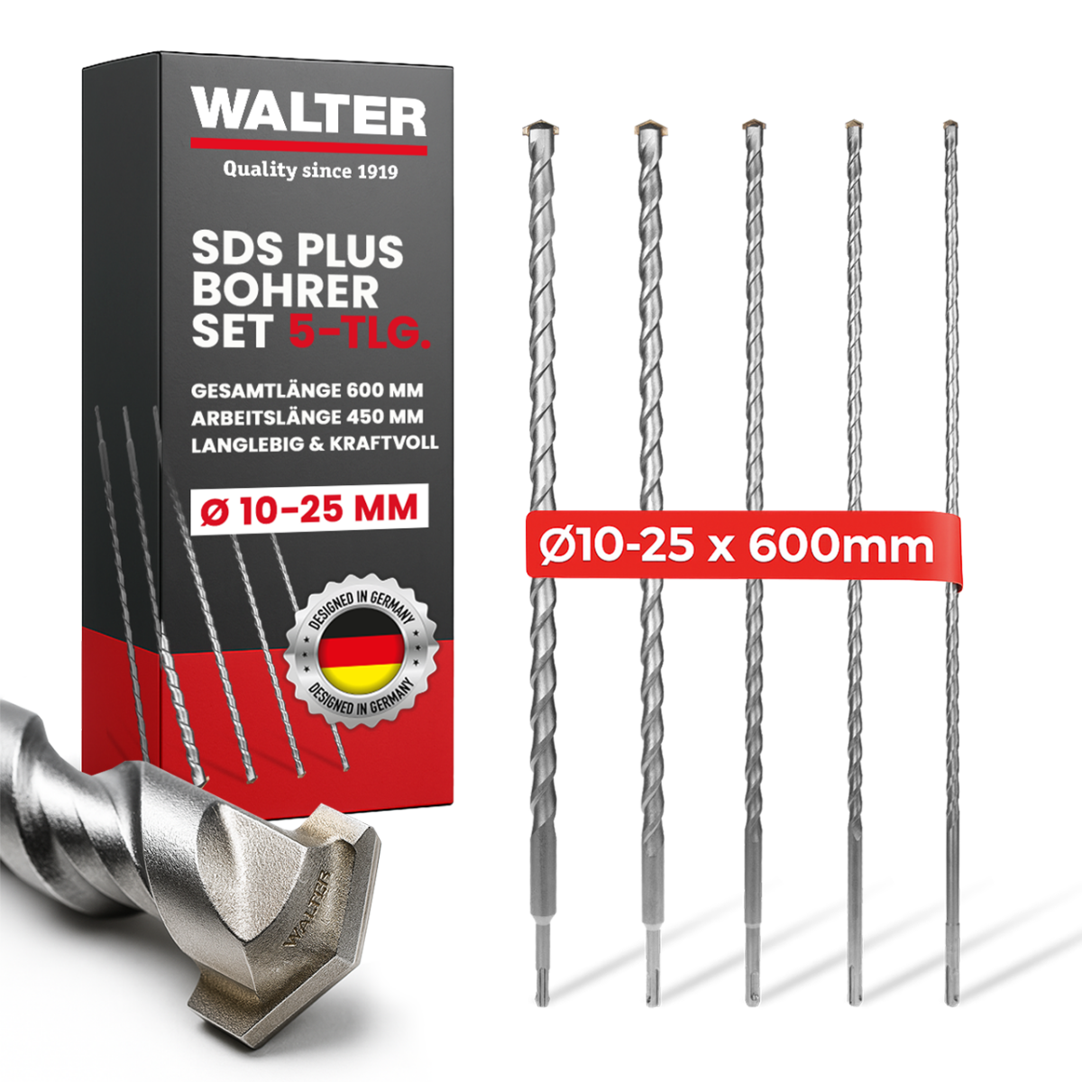 Drill bit set 5 pieces 600mm